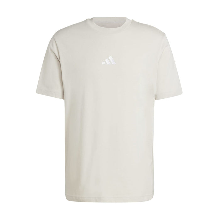 Men's light beige logo T-shirt with crew neck and short sleeves