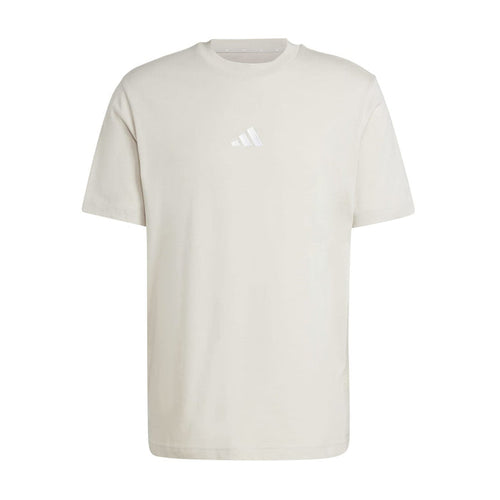 Men's light beige logo T-shirt with crew neck and short sleeves