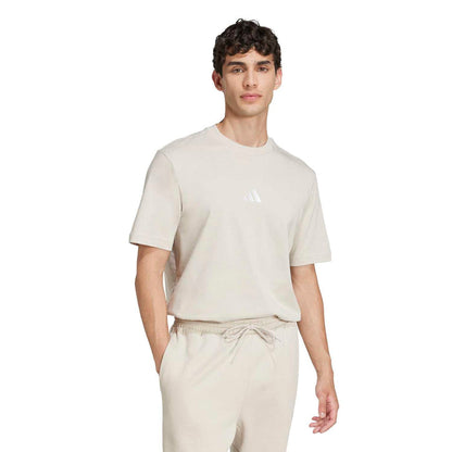 Men's light beige crew-neck T-shirt with short sleeves and small logo