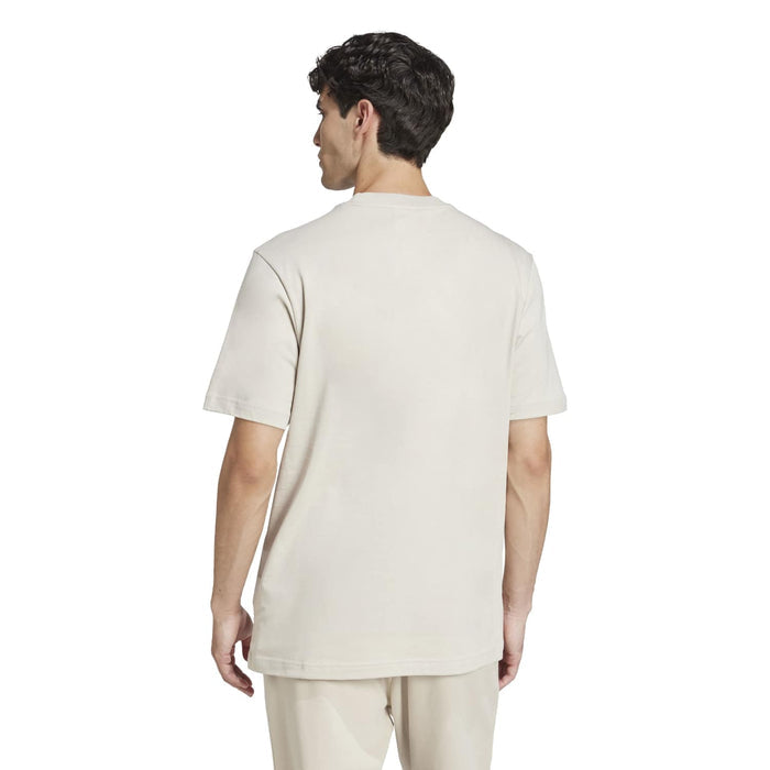 Men's light beige T-shirt, back view with short sleeves