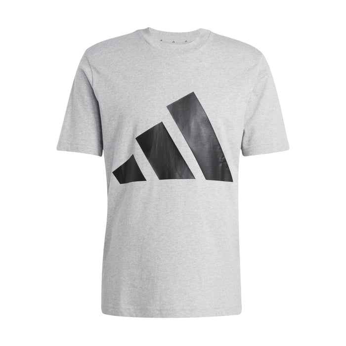 Men's medium heather grey T-shirt with large black geometric graphic on chest