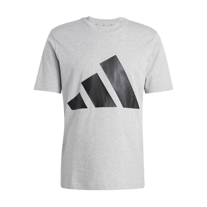 Men's medium heather grey T-shirt with large black geometric graphic on chest