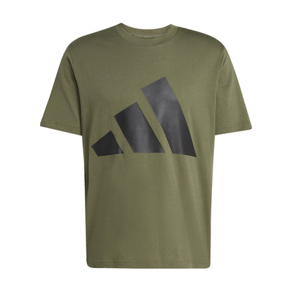 BOS men's olive graphic crewneck t-shirt with large dark logo print