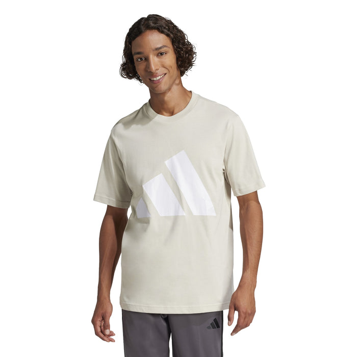 Mens off-white tee with crew neck, short sleeves, and BOS logo centered on chest
