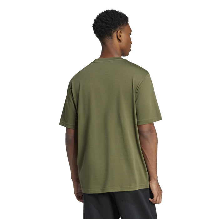 Men's olive crewneck t-shirt, plain back with short sleeves
