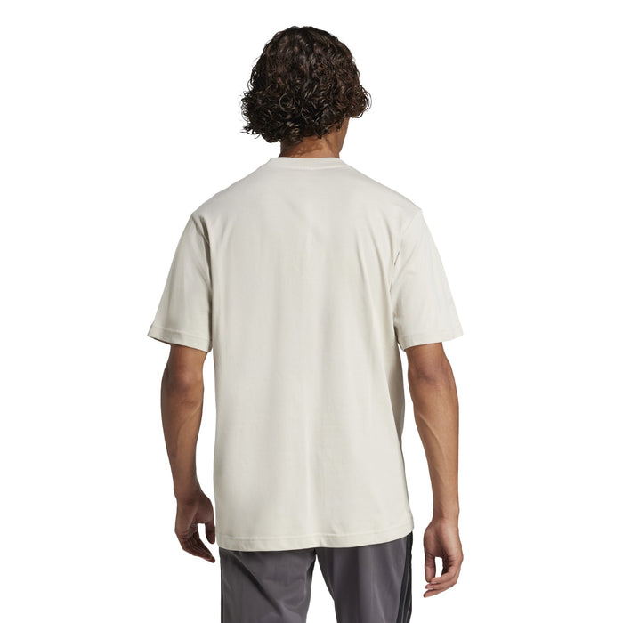 Mens off-white tee back view with crew neck and short sleeves