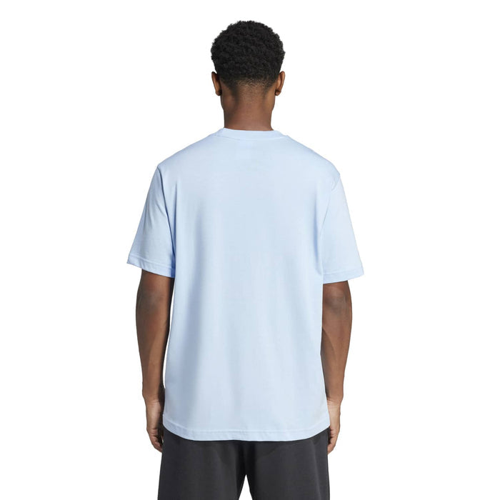 Men's light blue T-shirt back view with crew neck and short sleeves