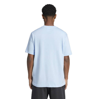 Men's light blue T-shirt back view with crew neck and short sleeves