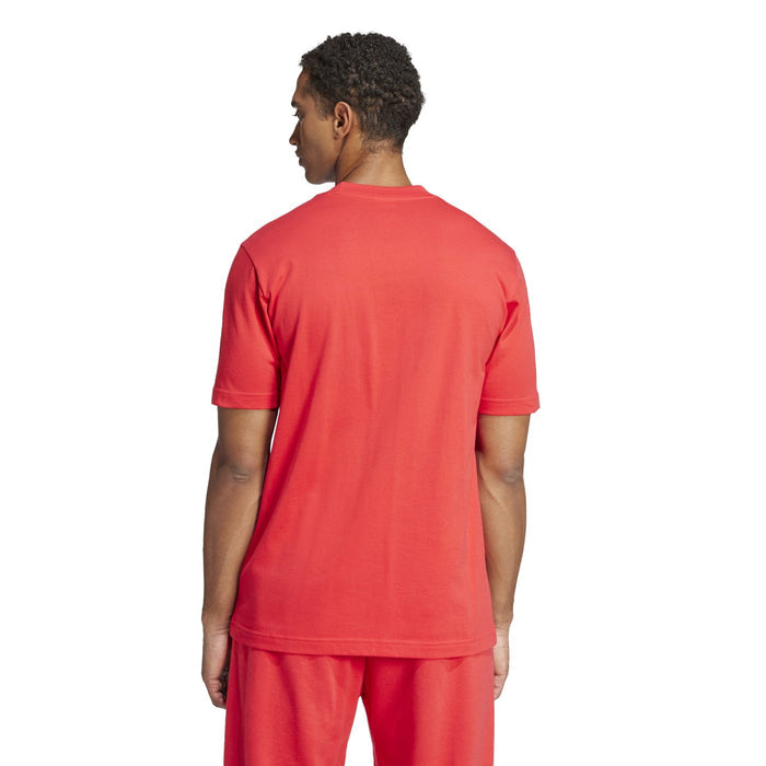 Men's red crewneck T-shirt with a plain back and short sleeves