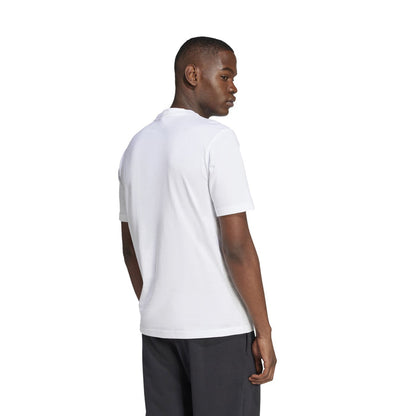 Men's white crewneck T-shirt, back view, plain design