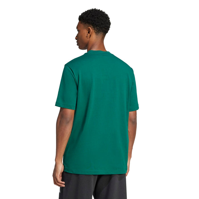 Men's collegiate green T-shirt back view on model
