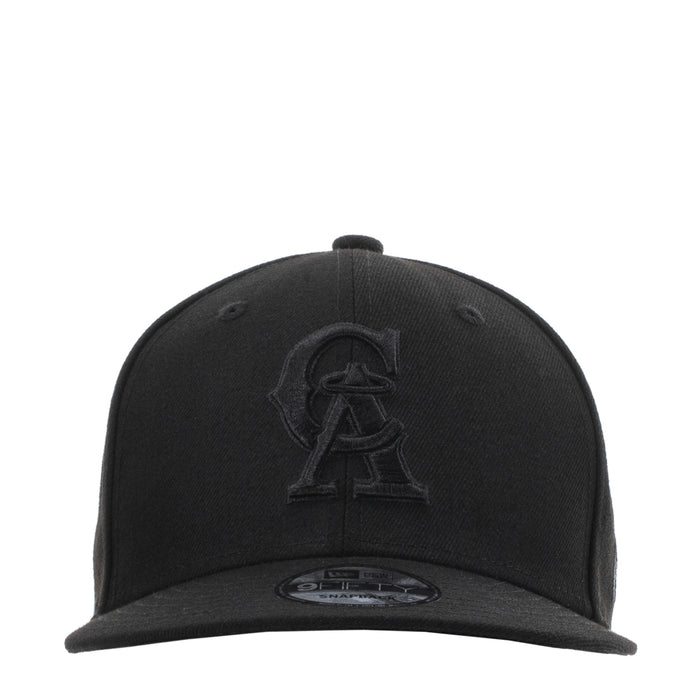 Black baseball cap with front Angels emblem patch