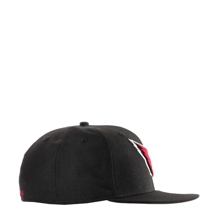 Black baseball cap, side view with Arizona Cardinals bird logo embroidery