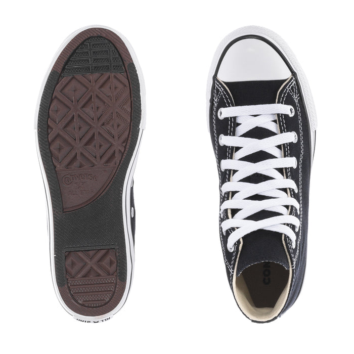 Kids' high-top sneaker soles, showing tread and black-lined interior