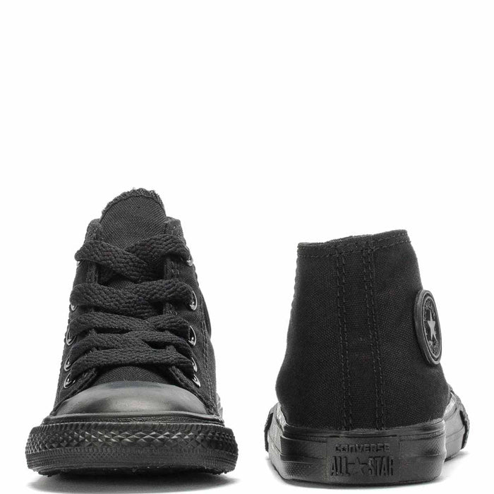 Toddler black high-top sneaker with heel logo and lace-up closure