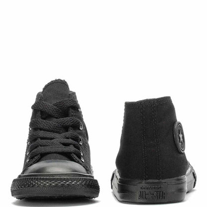Toddler black high-top sneaker with heel logo and lace-up closure