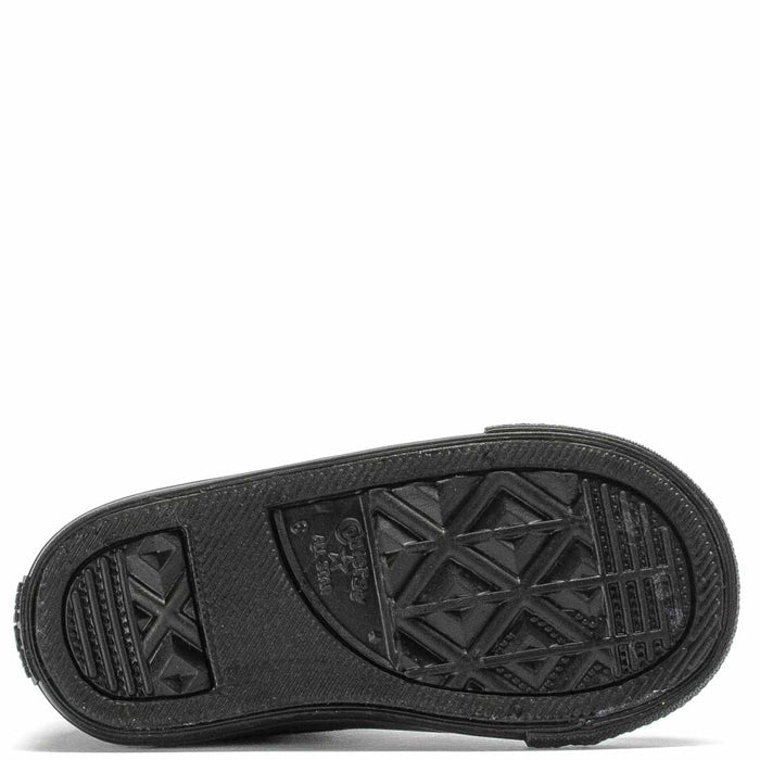 Toddler black high-top sneaker outsole with textured traction tread
