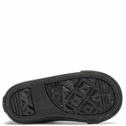 Toddler black high-top sneaker outsole with textured traction tread