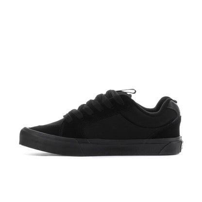 Black lace-up chukka-style sneakers with side stripe and rubber toe cap
