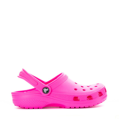 Kids' pink clog with side ventilation holes and round logo badge