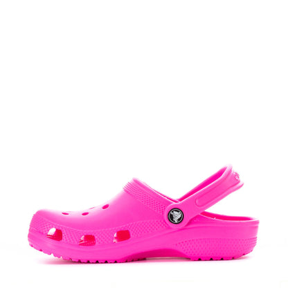Kids' pink slip-on clog with adjustable heel strap and perforations