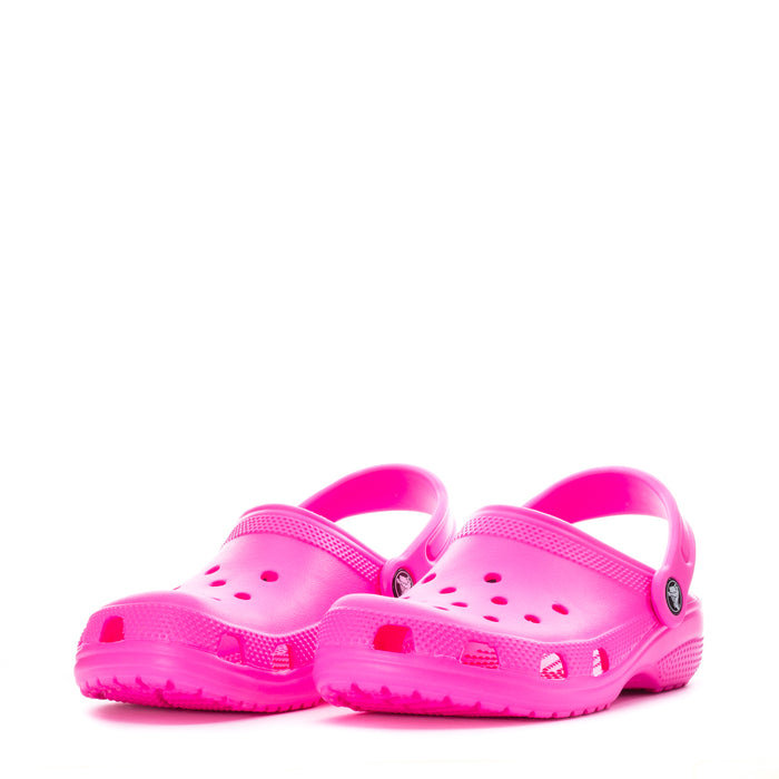 Pair of kids' pink clogs with perforated upper and heel strap