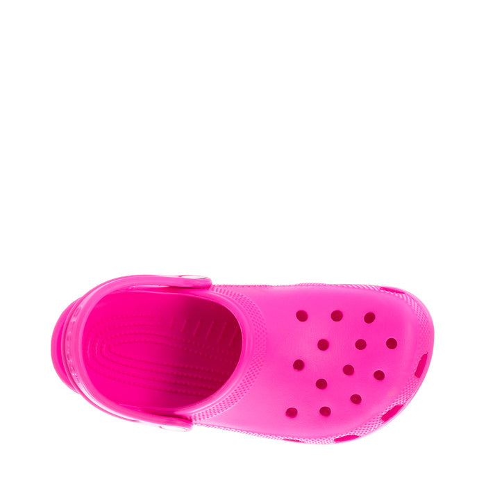 Kids' pink clog open back with cushioned interior and perforated upper