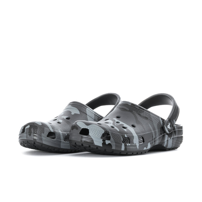 Men's camo clog with perforated top and side ventilation
