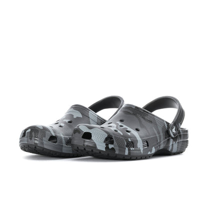 Men's camo clog with perforated top and side ventilation