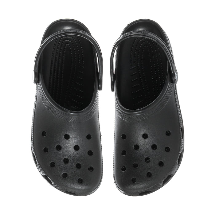 Pair of black men's clogs, perforated slip-on design with heel strap
