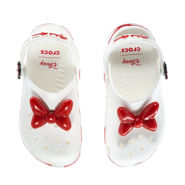 White women’s classic clog interior with red bow and ventilation holes