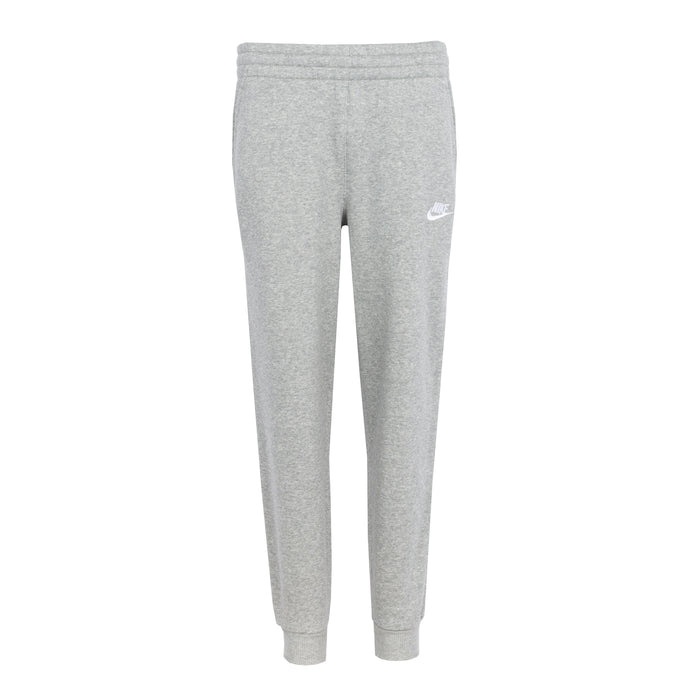 Youth dark grey heather fleece jogger pants with elastic waistband and leg cuffs