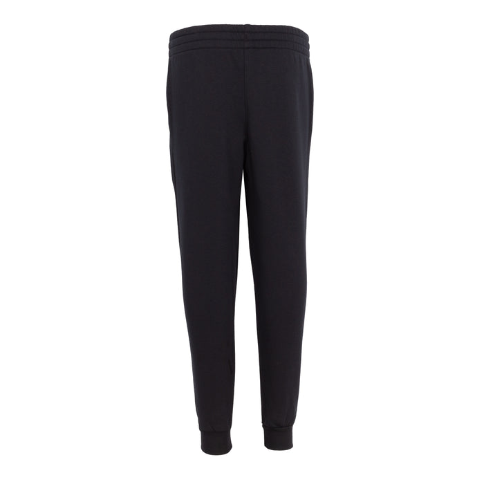 Youth black jogger pants with ribbed ankle cuffs and Nike logo on right leg