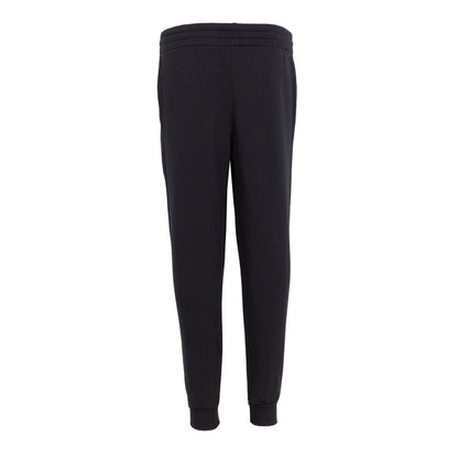Youth black jogger pants with ribbed ankle cuffs and Nike logo on right leg