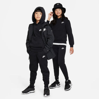 Youth black Nike jogger pants with drawstring waist and ribbed cuffs