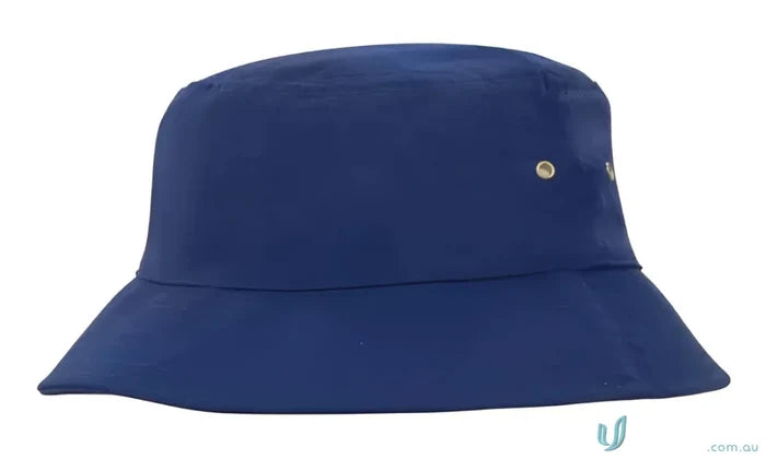 Royal blue collapsible cotton twill bucket hat with brass eyelets for style and comfort