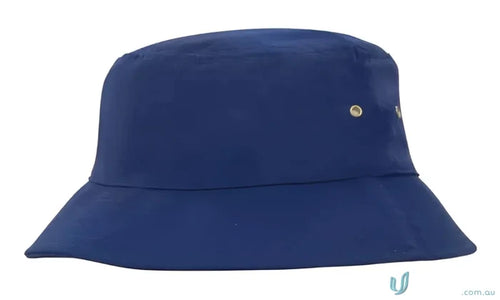 Royal blue collapsible cotton twill bucket hat with brass eyelets for style and comfort