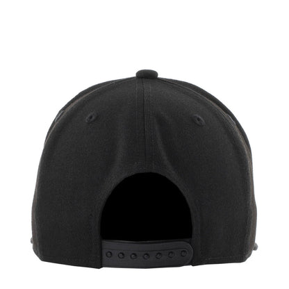 Black baseball cap back view with adjustable snapback strap and ventilation eyelets