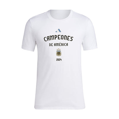 White men's T-shirt with front Campeones de America 2021 crest logo