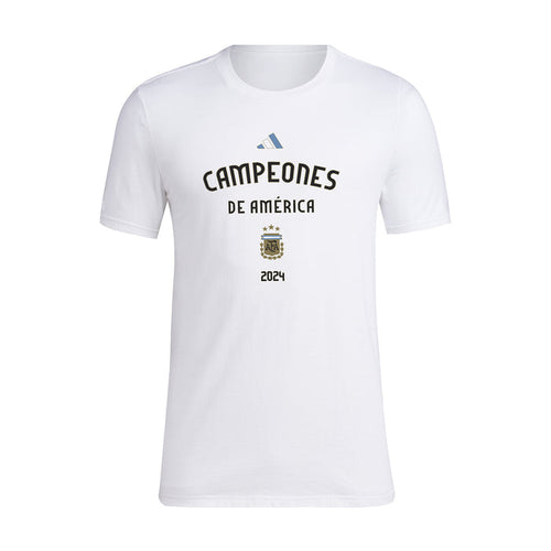 White men's T-shirt with front Campeones de America 2021 crest logo