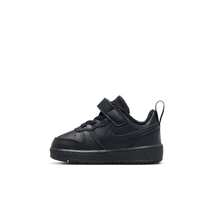 Toddler black low-top sneakers with swoosh side mark and padded ankle