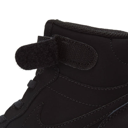 Kids black mid-top sneaker tongue and padded collar