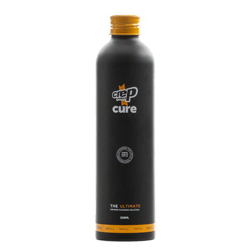 Sneaker cleaning solution bottle with yellow cap, black bottle, 250 ml