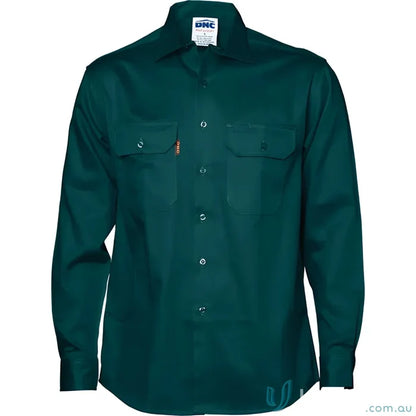 Green DNC Cotton Drill Work Long-Sleeved Shirt for durable drill work and workwear