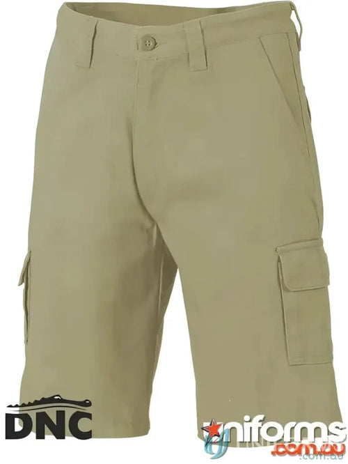 DNC Drill Cargo Shorts in khaki cotton drill cargo shorts for a relaxed casual look