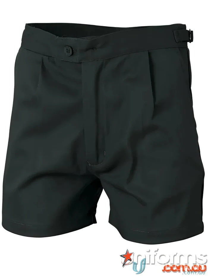 Black pleated DNC Drill Utility Shorts made from Cotton Drill Utility fabric 137s-152s