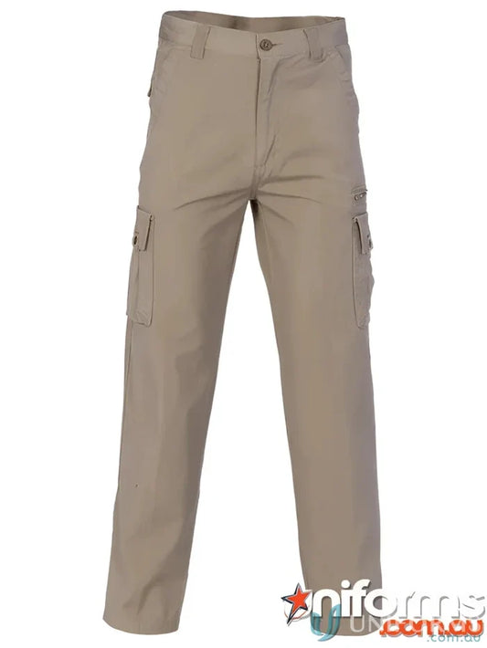 Khaki DNC Duck Weave Island Cargo Pants made from soft island cotton duck fabric