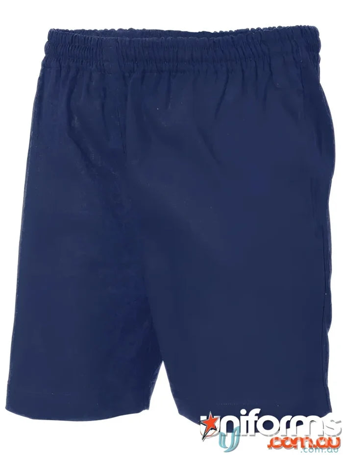 Navy blue DNC Elastic Waist Shorts with elastic drawstring, perfect for work or casual wear
