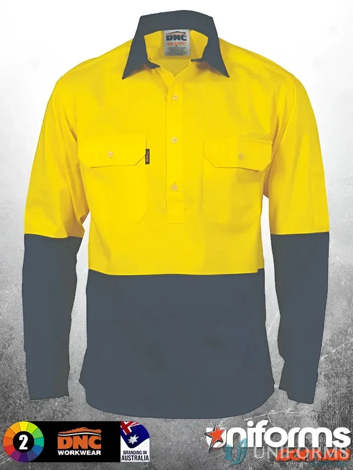 Two-tone long sleeve work shirt from DNC HiVis Cool-Breeze workwear collection