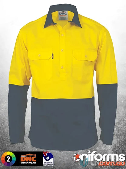 Two-tone long sleeve work shirt from DNC HiVis Cool-Breeze workwear collection